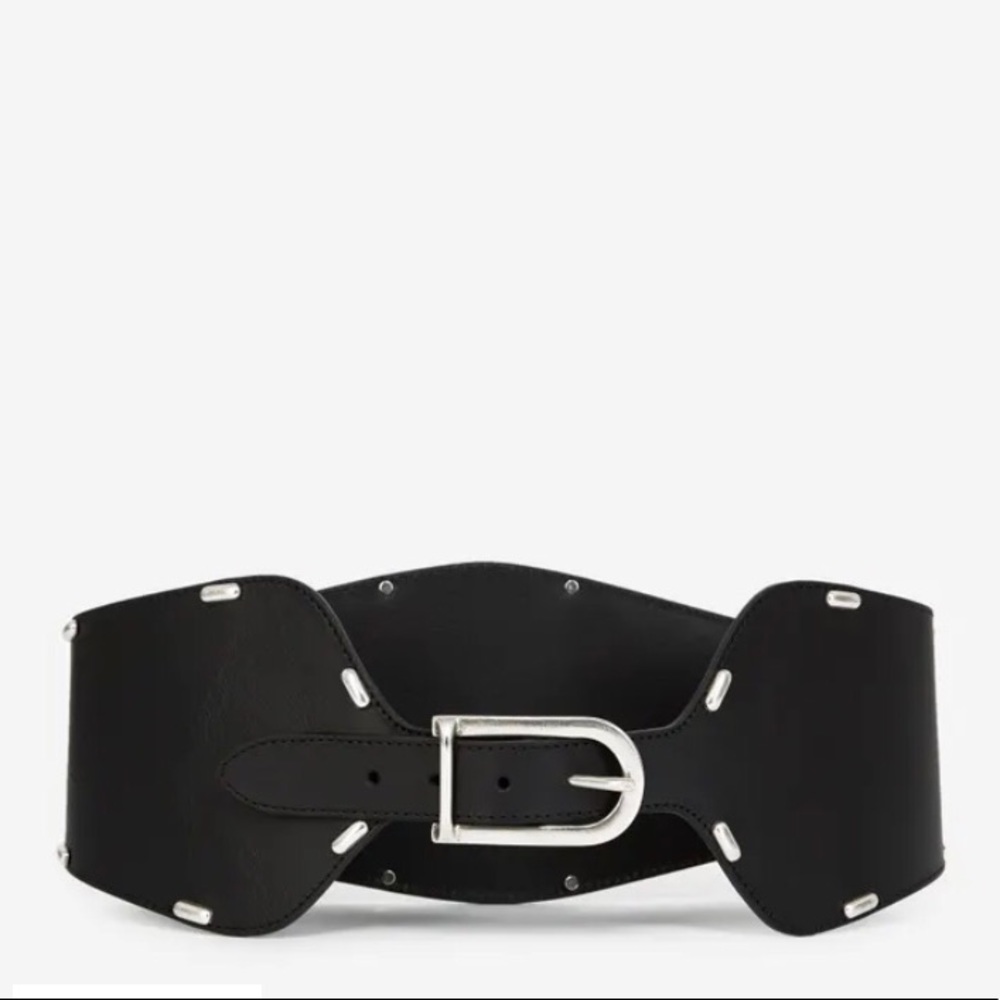 The Kooples High-Waist Black Belt with Rivets